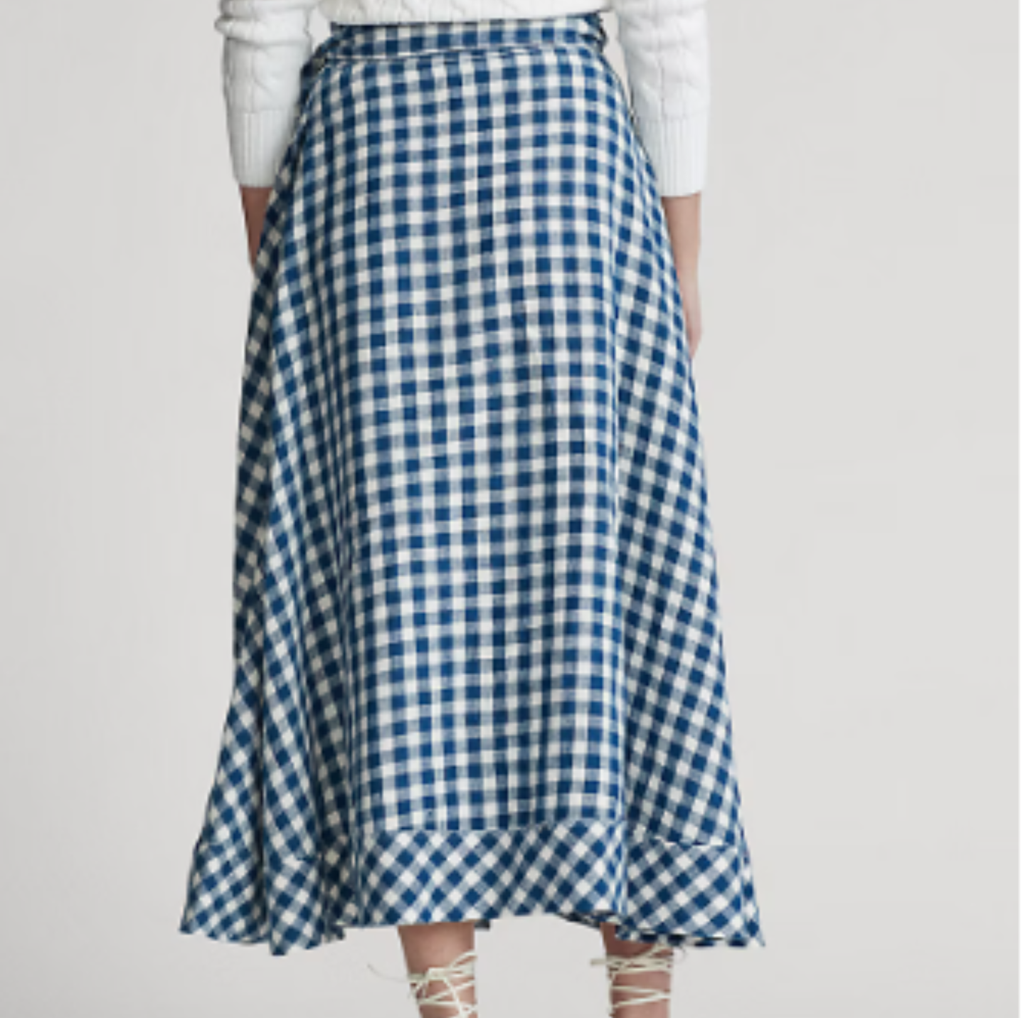 Gingham Linen Wrap Skirt, Ralph Lauren
